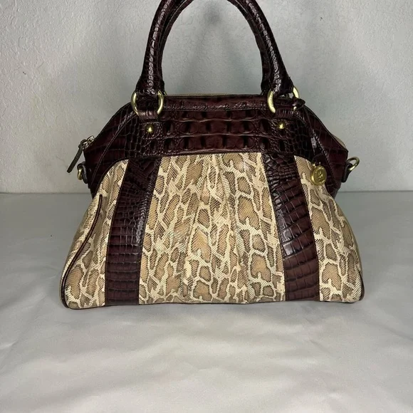 Rare Brahmin Louise Rose Satchel and Wallet Set Snake Croc Embossed Leather - Picture 2 of 15